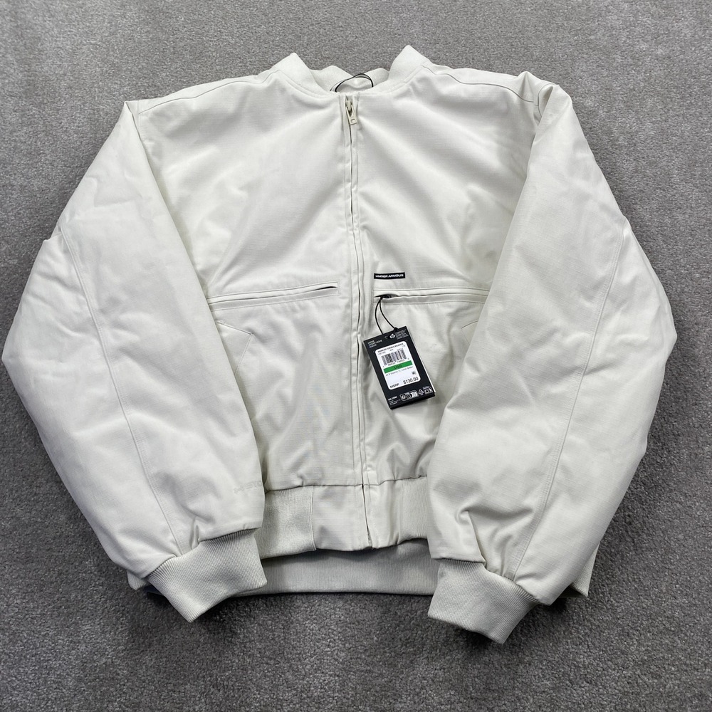 Under Armour Expanse FL Lined Bomber Womens Large Avy White Sherpa Zip Jacket